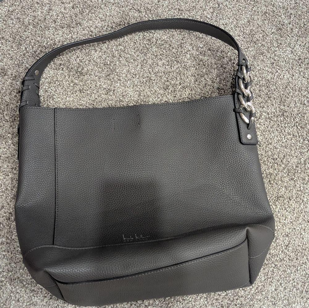 Nicole Miller Gray Faux Leather Shoulder Bag/Tote